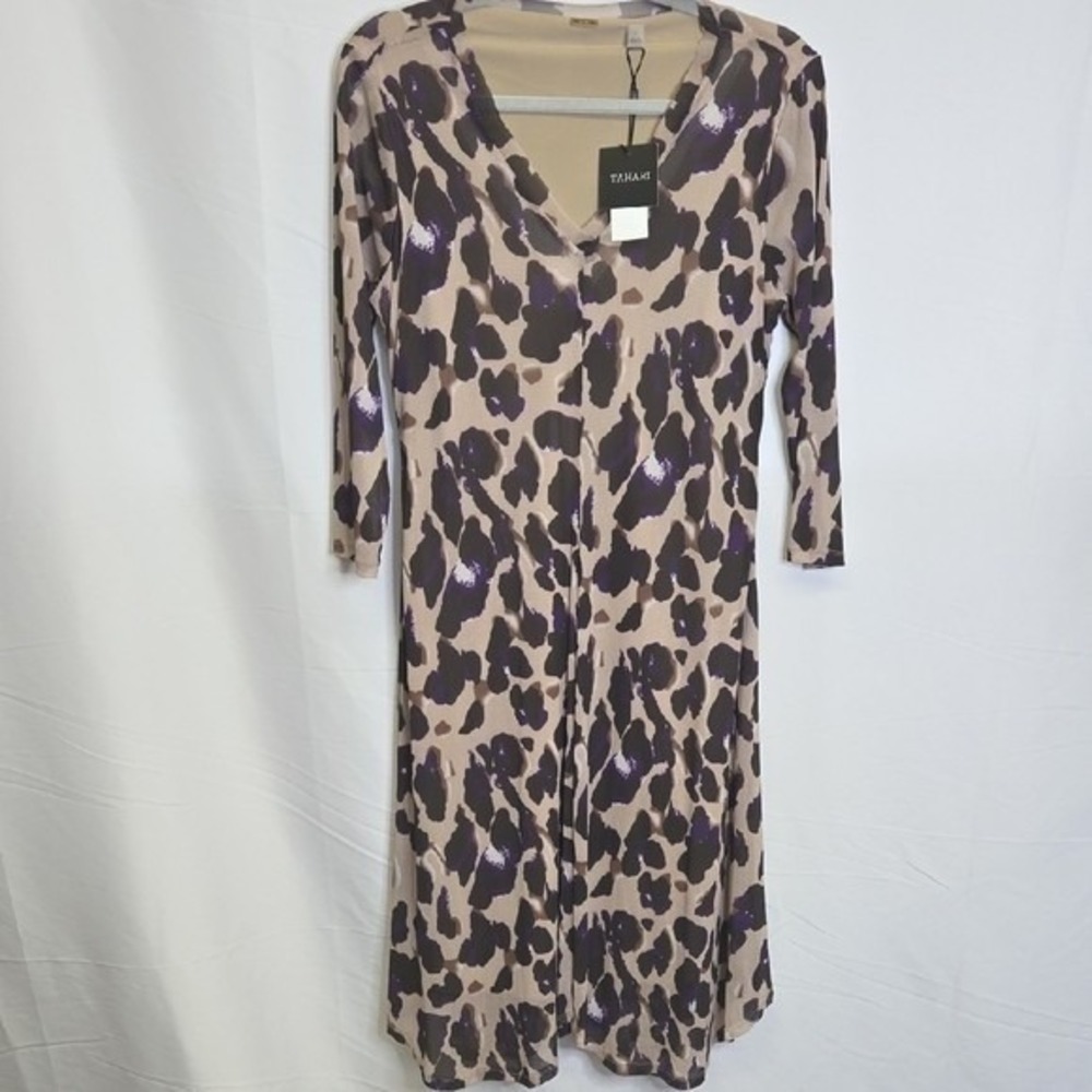 Tahari Purple Fall Animal Print Dress Size Cocktail‎ Party Bold 6 New $108 MSRP